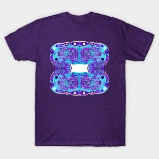 ancient light neon blue mayan spaceship ecopop T-Shirt